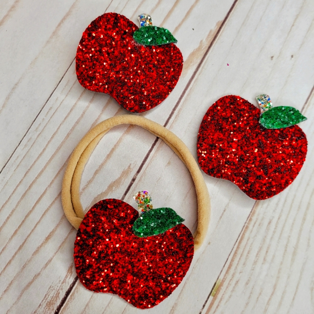 4/$15 Back to School Pencil Apple Hair bow  for toddler school age preschool